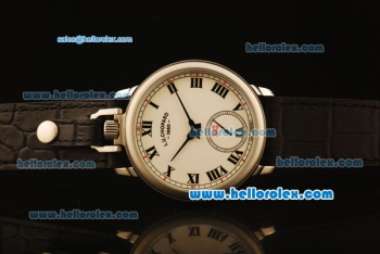 Chopard L.U.C Asia 6498 Manual Winding Steel Case with White Dial and Black Leather Strap