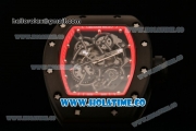 Richard Mille RM 055 Bubba Watson Tourbillon Manual Winding PVD Case with Skeleton Dial Dot Markers and Red Inner Bezel