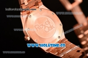 Audemars Piguet Royal Oak 33MM Miyota Quartz Rose Gold Case/Bracelet with Black Dial and Stick Markers (EF)