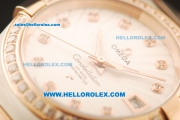 Omega Constellation Swiss Quartz Movement Steel Case with Diamond Bezel/Markers and Two Tone Strap