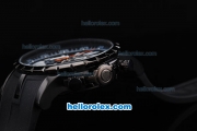 Roger Dubuis Excalibur Chronograph Quartz Movement PVD Case with Black Dial-White Markers and Black Rubber Strap