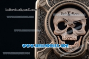 Bell & Ross BR 01 Burning Skull Asia Automatic Rose Gold Case with Skull Dial and Black Leather Strap - 1:1 Original(AAAF)