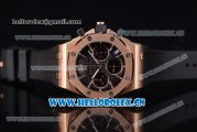 Audemars Piguet Royal Oak Offshore Chronograph Miyota OS20 Quartz Rose Gold Case with Black Dial Stick Markers and Black Rubber Strap (EF)