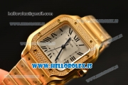 Cartier Santos De Cartier Yellow Gold Miyota 9015 Auto With Diamonds Bezel WJSA0010