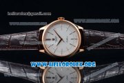 Rolex Cellini Time Clone Rolex 3132 Automatic Rose Gold Case with White Dial Stick Markers and Brown Leather Strap - 1:1 Origianl (EF)