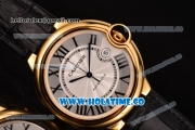 Cartier Ballon Bleu De Large Swiss ETA 2824 Automatic Yellow Gold Case with Silver Dial and Black Markers