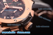 Hublot Big Bang Swiss Valjoux 7750 Automatic Rose Gold Case with Black Dial and Black Rubber Strap