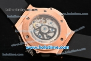 Hublot Big Bang Aero Bang Chrono Swiss Valjoux 7750 Automatic Rose Gold Case with Stick Markers and Skeleton Dial