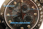 Rolex Daytona Chronograph Swiss Valjoux 7750 Automatic Movement Black MOP Dial with PVD Bezel and Steel Strap