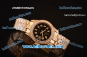 Rolex Datejust Automatic Full Rose Gold with Diamond Bezel-Black Dial-Lady Size
