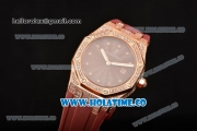 Audemars Piguet Royal Oak Lady Swiss Quartz Rose Gold/Diamonds Case with Diamonds Markers and Brown Dial (EF)