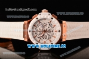 Hublot Big Bang Aero Bang Chrono Miyota Quartz Rose Gold Case with White Skeleton Dial Stick Markers and White Ceramic Bezel