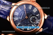 Cartier Ballon Bleu De Small Swiss Quartz Rose Gold Case with Blue Dial White Roman Numeral Markers and Blue Leather Strap