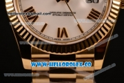 Rolex Day-Date Asia/Swiss ETA 2836 Automatic Yellow Gold Case with White Dial and Yellow Gold Bracelet - (BP)