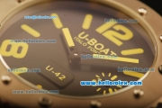 U-Boat Italo Fontana Swiss ETA 6497 Manual Winding Titanium Case with Black Dial and Yellow Markers-1:1 Original