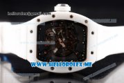 Richard Mille RM 055 Bubba Watson Asia Manual Winding Ceramic/Steel Case with Skeleton Dial and White Rubber Strap Black Inner Bezel - 1:1 Original