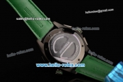 Tag Heuer Grand Carrera Calibre 36 RS Caliper Chrono Miyota OS20 Quartz PVD Case with Black Leather Strap Green Second Hand and Black Dial - 7750 Coating
