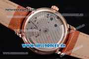 Audemars Piguet Jules Audemars Skeleton Tourbillon Asia ST25 Automatic Rose Gold Case Rose Gold Dial Roman Numeral Markers and Brown Leather Strap