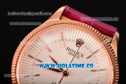 Rolex Cellini Time Asia 2813 Automatic Rose Gold Case with Beige Dial Burgundy Leather Strap and Stick Markers