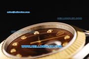 Rolex Datejust II Oyster Perpetual Automatic Movement Brown Dial with Diamond Markers and Gold Bezel-Two Tone Strap