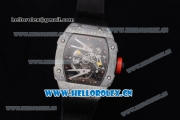 Richard Mille RM027-2 Miyota 9015 Automatic Carbon Fiber Case with Skeleton Dial Dot Markers and Black Nylon Strap