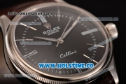Rolex Cellini Time Asia 2813 Automatic Steel Case with Brown Leather Strap Stick Markers and Black Dial (BP)