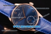 IWC Portuguese Asia 6497 Manual Winding Rose Gold Case with Blue Dial and Arbaic Numeral Markers