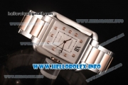 Cartier Tank Anglaise Miyota 9015 Automatic Two Tone Case/Bracelet with Silver Dial and Diamonds Markers