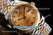 Rolex Datejust II Asia 2813 Automatic Two Tone Case/Bracelet with Yellow Gold Dial and Roman Numeral Markers (BP)