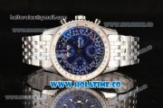 Breitling Montbrillant Datora Chrono Swiss Valjoux 7751 Automatic Steel Case/Bracelet with Blue Dial and Stick Markers - 1:1 Original (J12)