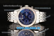 Breitling Montbrillant Datora Chrono Swiss Valjoux 7751 Automatic Steel Case/Bracelet with Blue Dial and Stick Markers - 1:1 Original (J12) Breitling Montbrillant Datora Chrono Swiss Valjoux 7751 Automatic Steel Case/Bracelet with Blue Dial and Stick Markers - 1:1 Original (J12)