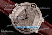 Cartier Ballon Bleu de Cartier Swiss ETA 2892 Automatic Steel Case with Brown Leather Strap Diamond Dial and Roman Numeral Markers