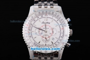 Breitling Montbrillant Working Chronograph Quartz Movement with White Dial and SS Strap