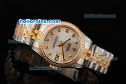Rolex Datejust Automatic Movement White Dial with Two Tone Strap and Diamond Bezel