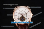 Parmigiani Tonda Tourbillon Asia ST25 Automatic Rose Gold Case with White Dial and Brown Leather Strap Stick Markers