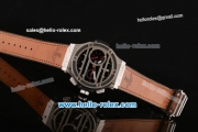 Hublot Chukker Bang Chrono Swiss Valjoux 7750-DD Automatic Steel Case with Black Dial and Brown Leather Strap