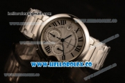 Cartier Ballon Bleu De Chrono Swiss Valjoux 7750 Automatic Steel Case with White Dial and Steel Bracelet - (H)