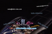 Franck Muller Long Island Chronograph Miyota Quartz Movement PVD Case with Black Dial and Colorful Numeral Markers