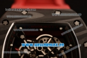 Richard Mille RM 055 Bubba Watson Miyota 9015 Automatic Carbon Fiber Case with Black Dial and Red Rubber Strap