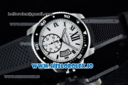 Cartier Calibre de Cartier Diver Swiss ETA 2824 Automatic Steel Case White Dial With Roman Numeral Markers Black Rubber Strap
