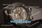 Hublot Classic Fusion Aerofusion Chronograph Orlinski Japanese Miyota OS20 Quartz PVD Case with Black Dial Stick Markers and Black Rubber Strap