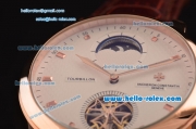 Vacheron Constantin Malte Tourbillon Asia ST22 Automatic Rose Gold Case with Brown Leather Strap White Dial