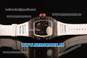 Richard Mille RM 055 Miyota 9015 Automatic Carbon Fiber Case with Skeleton Dial and White Rubber Strap