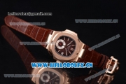 Patek Philippe Nautilus Clone PP 315 Automatic Rose Gold Case with Brown Dial Stick/Arabic Numeral Markers and Brown Leather Strap (BP)