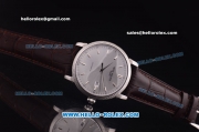 Patek Philippe Swiss ETA 2824 Automatic Steel Case with Silver Dial and Brown Leather Strap