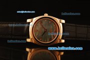 Rolex Cellini Swiss Quartz Rose Gold Case with Green MOP Dial and Black Leather Strap-Numeral Markers Rolex Cellini Swiss Quartz Rose Gold Case with Green MOP Dial and Black Leather Strap-Numeral Markers