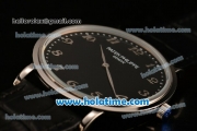 Patek Philippe Calatrava Miyota OS2035 Quartz Steel Case with Arabic Numeral Markers and Black Dial