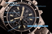 Breitling Superocean Chrono II Swiss Valjoux 7750-SHG Automatic Steel Case PVD Bezel with Steel Strap Black Dial Stick Markers-White Hands