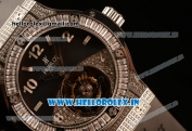 Hublot Big Bang Tourbillon Movement Steel Case All Diamonds with Black Diamonds Dial and Black Rubber Strap