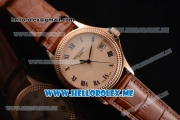 Patek Philippe Calatrava Miyota 9015 Automatic Rose Gold Case with Rose Gold Dial Brown Leather Strap and Rose Gold Bezel